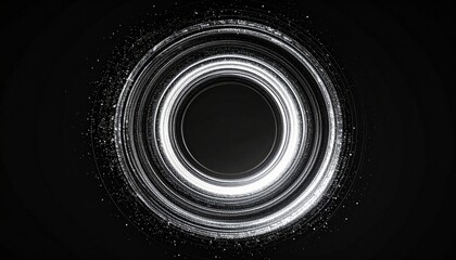 Abstract White Light Circular Rings Effect Dark Background