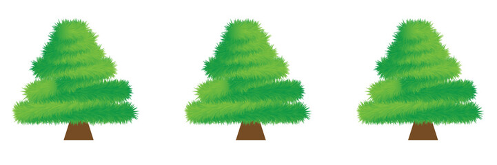 green trees isolated on white