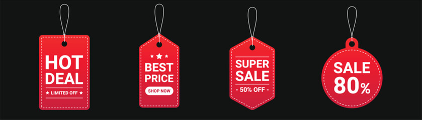 Sale promotional icons and labels in modern vector style.