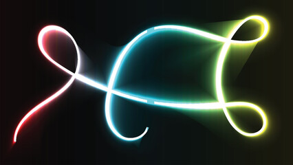 Abstract neon light trails forming a dynamic infinity loop design