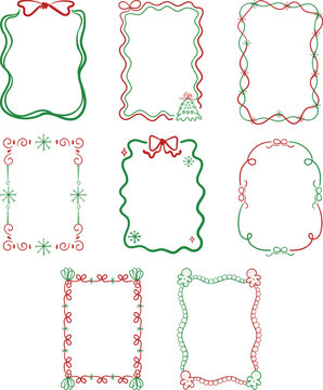 Xmas Frame Hand Drawn Pack | Holiday Line Art Decorations