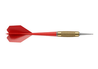 Red dart with gold barrel and sharp silver tip isolated on transparent background ready for games accuracy competition or leisure activity