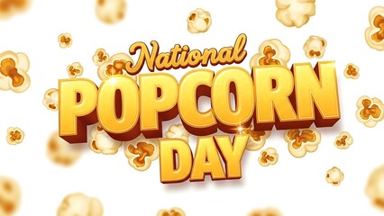 National popcorn day celebration with popcorn kernels on white background