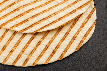 Lavash grill flatbreads ready to eat tasty snack fresh gourmet food background on table rustic food top view copy space