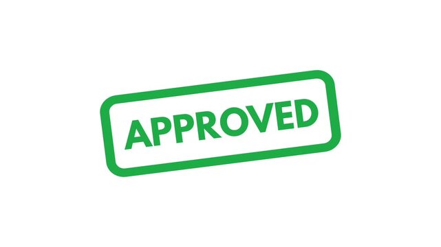 Approved stamp animation on white background . Green approved stamp