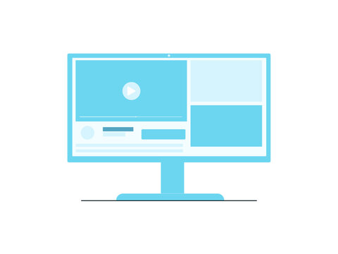 Desktop Monitor Displaying Web Content and Video Player