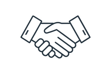 Naklejka premium Simple and clean handshake line-art icon representing partnership, teamwork, agreement, and business collaboration. Ideal for use in corporate branding, presentations, websites, mobile apps, marketing