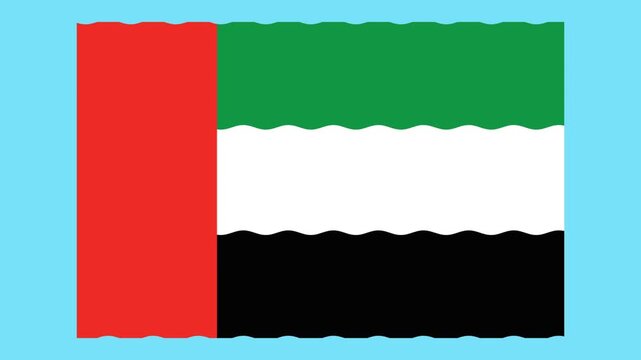 United Arab Emirates flag waving animation . United Arab Emirates flag fluttering on blue background