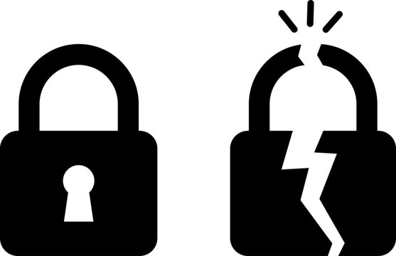 Secure lock versus broken lock security concept