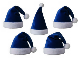 Bright red santa hat with fluffy white trim and pom-pom, holiday