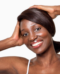 Beautiful  African-American woman. Black Beauty. Beautiful face of young adult woman with clean fresh skin.