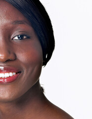 Beautiful  African-American woman. Black Beauty. Beautiful face of young adult woman with clean fresh skin.