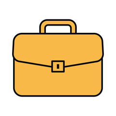 A vibrant yellow briefcase, a classic symbol of business and professionalism, featuring a sleek black outline and a secure square clasp.