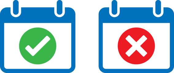 Calendar icons showing approved and rejected dates