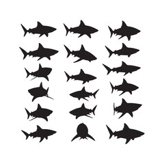 Shark Silhouettes Collection,Sharks Silhouettes,Vector Shark Silhouettes,Predator Shark Silhouettes,shark vector