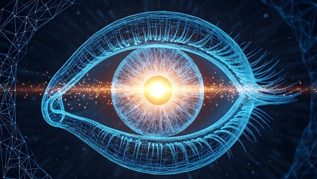 Abstract digital eye concept of cyber vision and artificial intelligence technology - Powered by Adobe