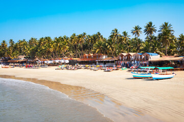 Boats at the Palolem Beach in Goa, India