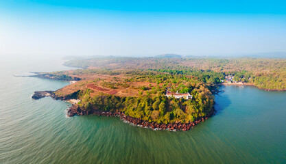 Fort Tiracol aerial panoramic view in Goa, India