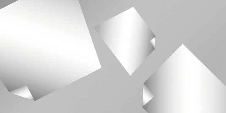 Square white sticky note paper pack, cut out. Empty oblong sticky label mockup with curl. Clear adherent tag template for glass door or wall. Random shifted white cube boxes block background