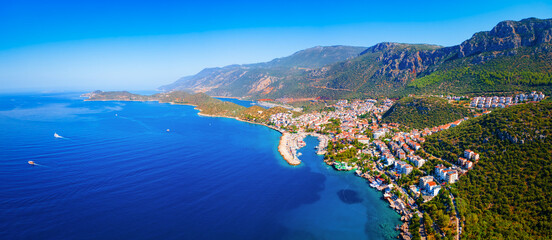 Kas city aerial panoramic view in Turkey