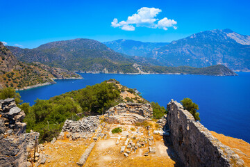 Greek church byzantine ruins at Gemiler or St. Nicholas Island in Turkey