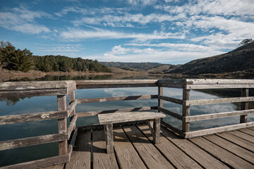 Tranquil View of Drakes Estero From a Wood Bench  