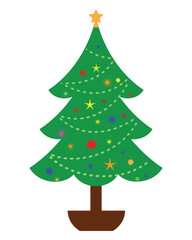 Modern Geometric Christmas Tree Vector Illustration | Minimalist Winter Holiday Design Element, christmas tree isolated on white