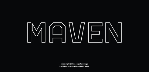 A clean, geometric outline font with a futuristic and minimalist feel.
