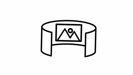 360-degree Panoramic View Animated Line Icon. Immersive Digital Content and Virtual Reality Symbol. Line Art.