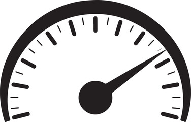 Black Silhouette of a Speedometer Dial with Needle Pointing Right gauge measurement