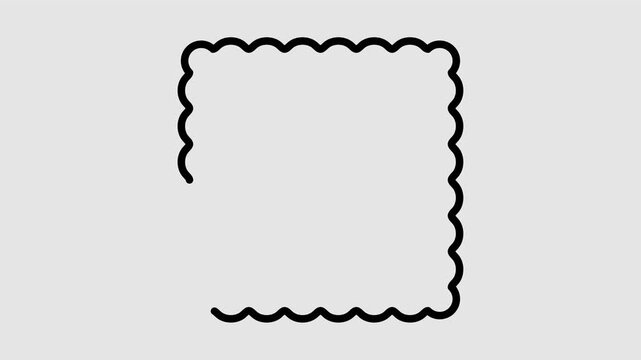 Geometric decorative frames or stickers in the shape of a square with a wavy or zigzag edge graphic animation. Alpha channel. Transparent background motion