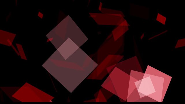 Red Quad polygon animation  video isolated on black background ,futuristic hi-tech energy particles, Colorful shapes circles Geometric colored