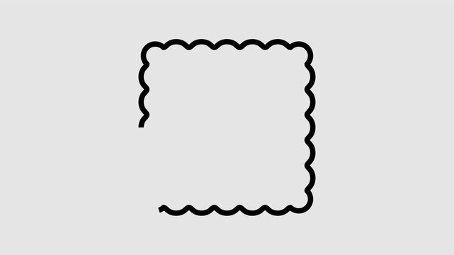 Geometric decorative frames or stickers in the shape of a square with a wavy or zigzag edge graphic animation. Alpha channel. Transparent background motion
