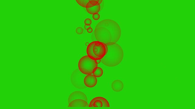 Soap bubble animation slowly falling, Abstract morphing fluid metal blob pulsating in space, 4K bubbles, Abstract red bubble Distribution of bubbles moving from bottom to top, green screen