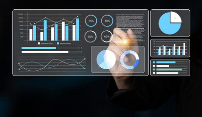 Engaging visual representation of business data showcasing various interactive charts and graphs aimed at enhancing strategic analysis and decision-making. Gantry