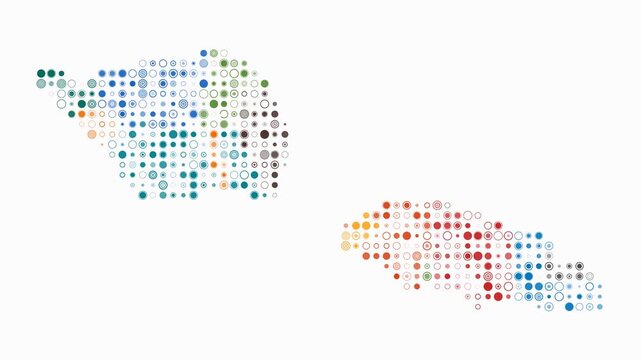 Samoa animated country shape. Pulsating colored dots on the map of the country. Small size circle blocks. Digital style Samoa map on white background. Trending animation video.