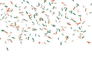 indian tricolor confetti overlay on transparent background, saffron white green celebration sprinkles