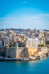 Panoramic view of beautiful architecture in Birgu, Malta