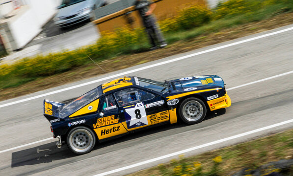 San Marino: 2010 09 01 Rally free event Lancia 037 Rally Car Racing on Mountain Road