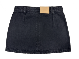 Dark wash denim mini skirt isolated on transparent background