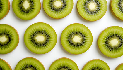 Fototapeta premium kiwi slices on white background