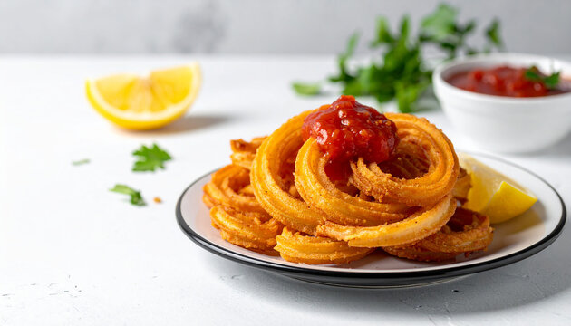 Chicharrones de Harina, Mexican fried wheat snacks, tasty duros, crispy crunchy wheel-shaped treats