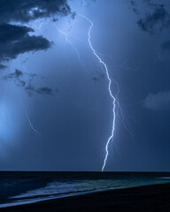 Tropical Lightning Storm Over the Ocean