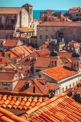 Aerial panoramic view of  famous old city Dubrovnik, Croatia