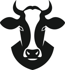 Black silhouette illustration of a grazing farm cow with udder, with its head lowered, representing pasture feeding, livestock, and agriculture.