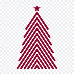 Christmas red tree, modern fashionable design for holiday decoration.