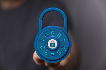 Concept of data security and protection with a padlock symbol. Secure digital information against threats with