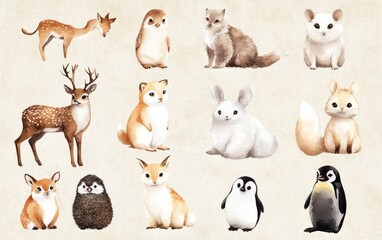 Cute watercolor animal illustrations