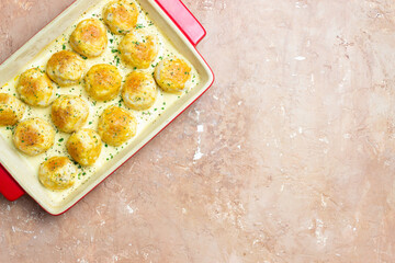 Chicken meatballs in a creamy sauce. Italian cuisine. Recipe.