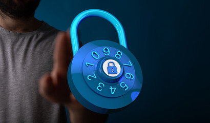 Concept of secure data and network access. Digital security and protection of personal data. Cyber...